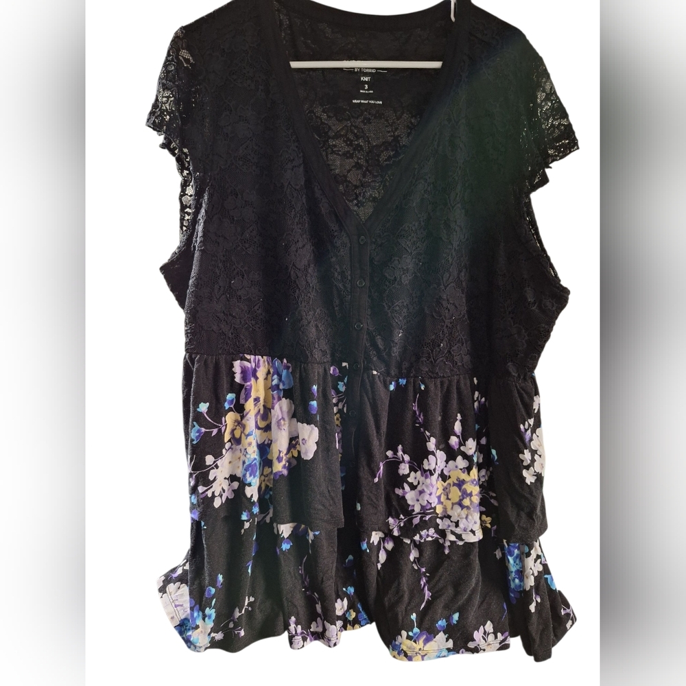 Torrid Black Floral Lace Blouse